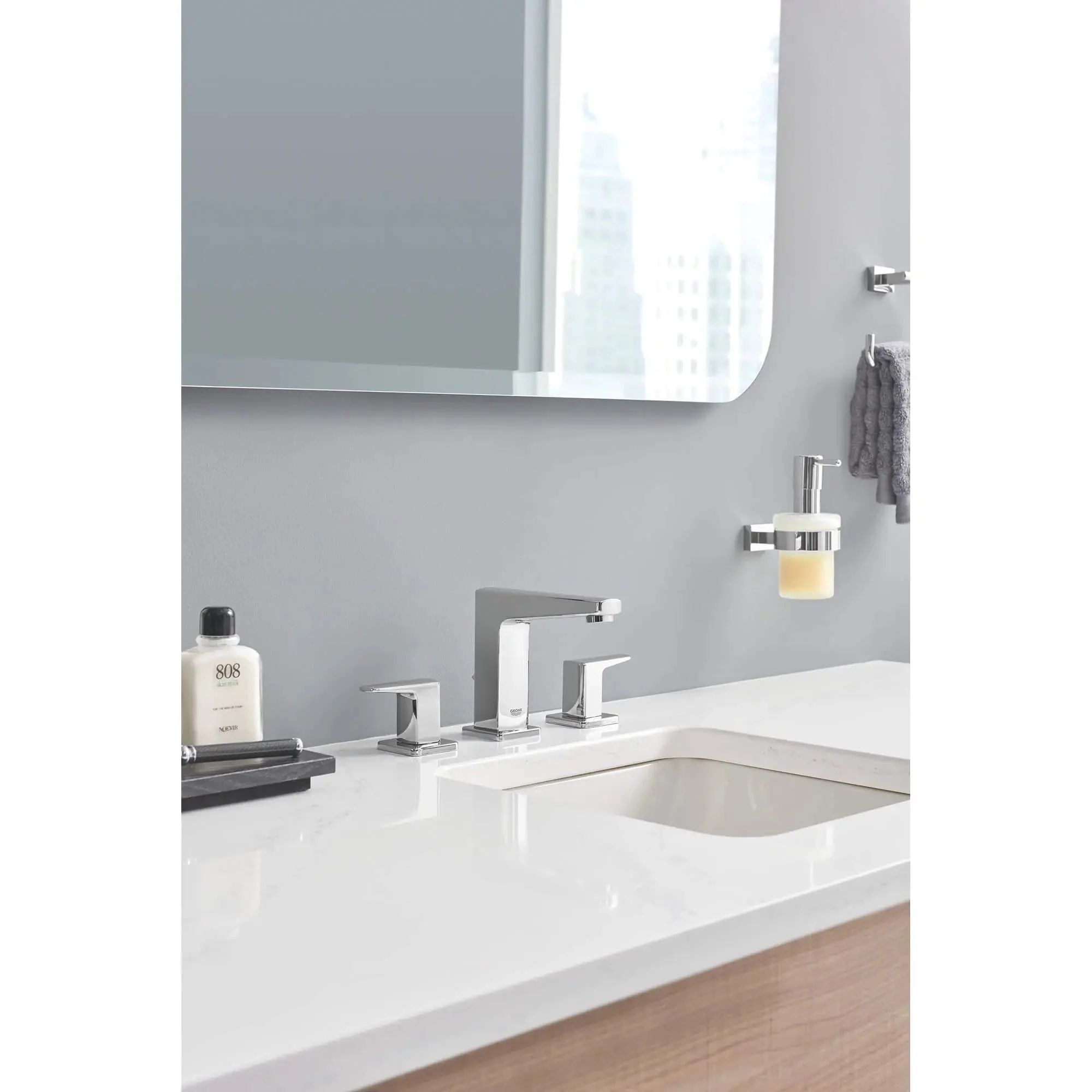 Grohe Essentials Cube Soap Dispenser with Holder - Chrome - Image 3