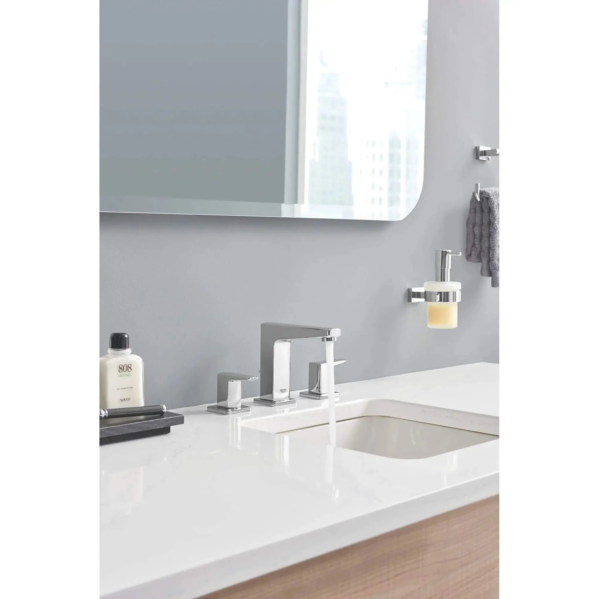 Grohe Essentials Cube Soap Dispenser with Holder - Chrome - Image 4