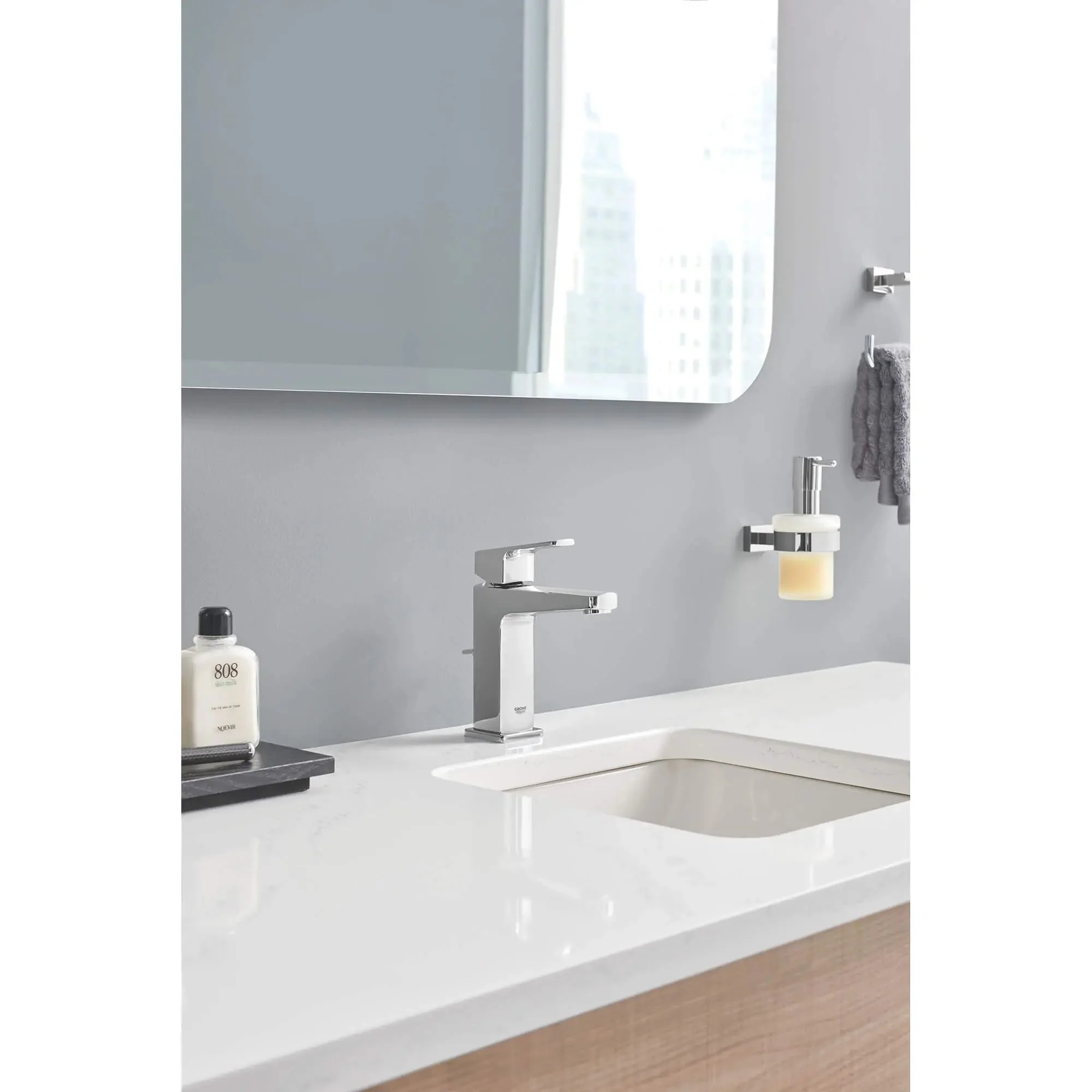 Grohe Essentials Cube Soap Dispenser with Holder - Chrome - Image 5